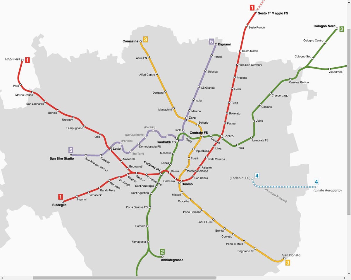 karta över atm milano spårvagn