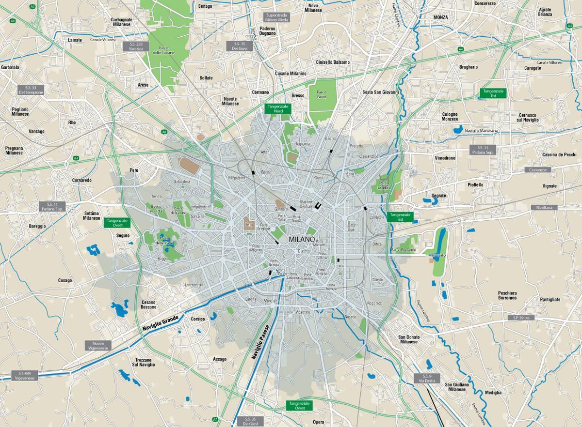 karta över milano kanaler 