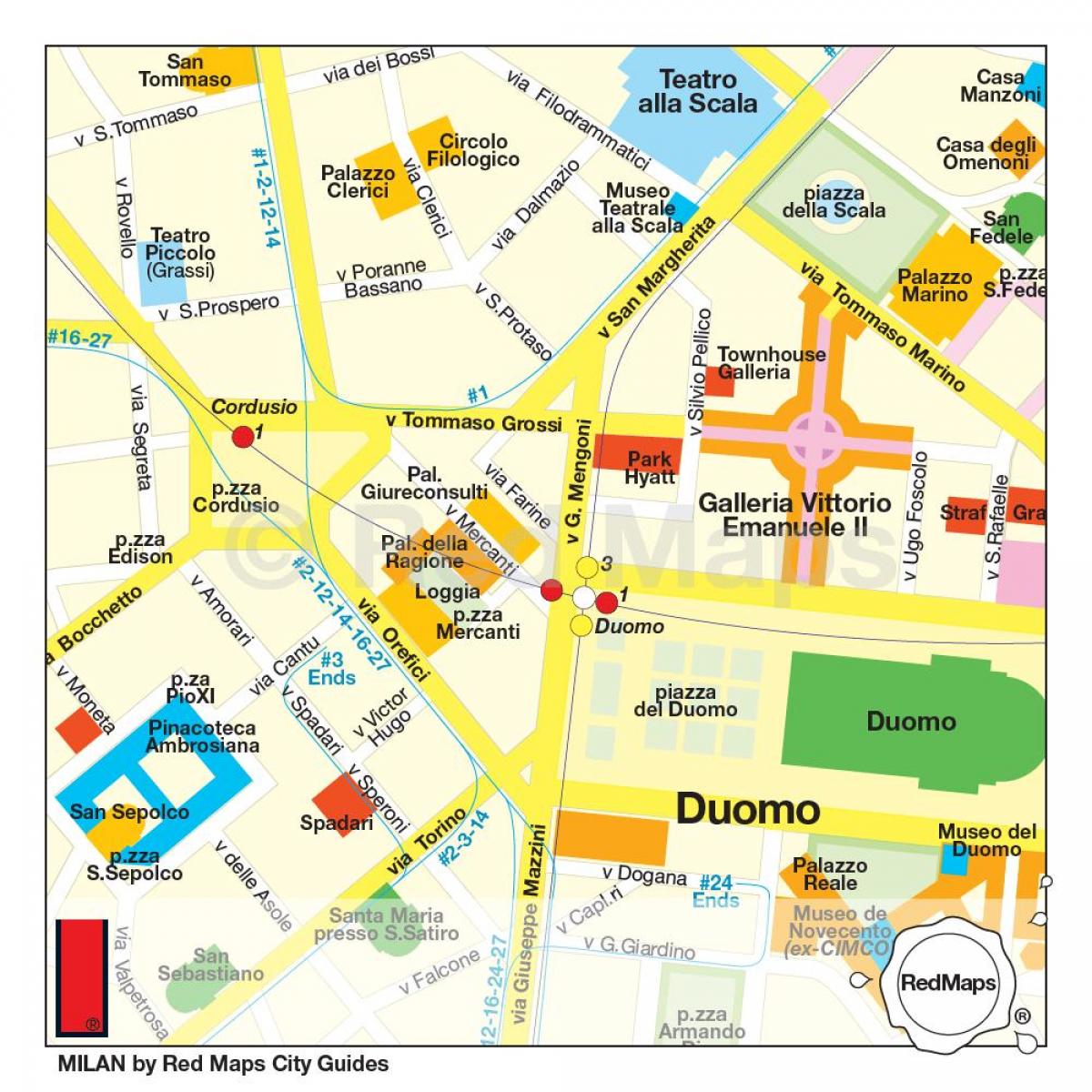 karta över milano shoppinggatan