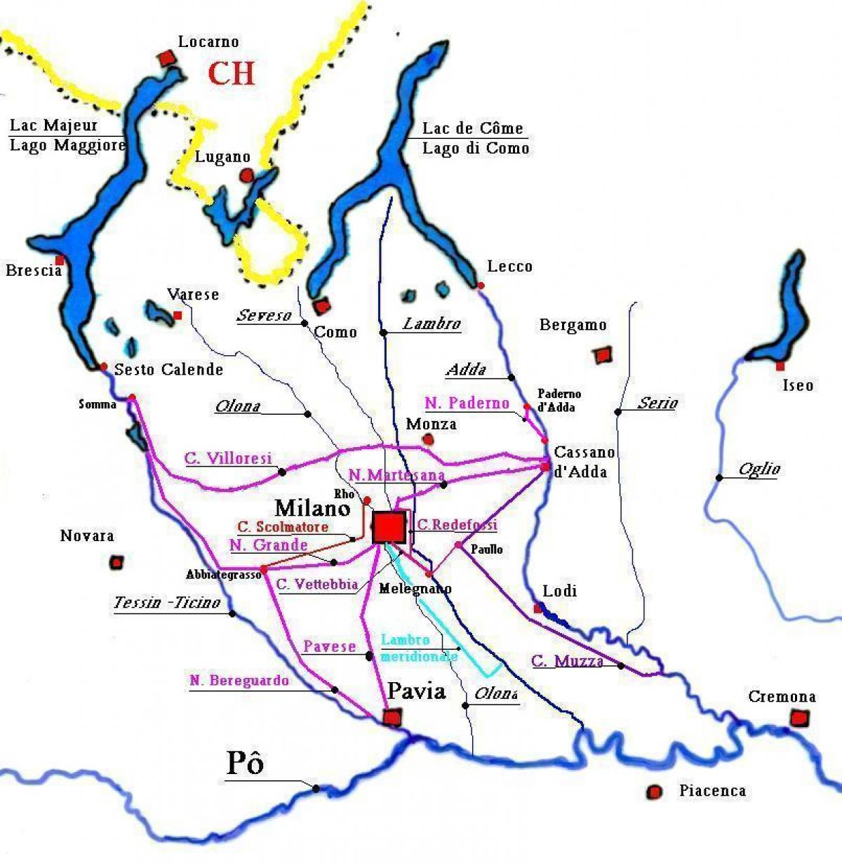 karta över stadsdelen navigli i milano