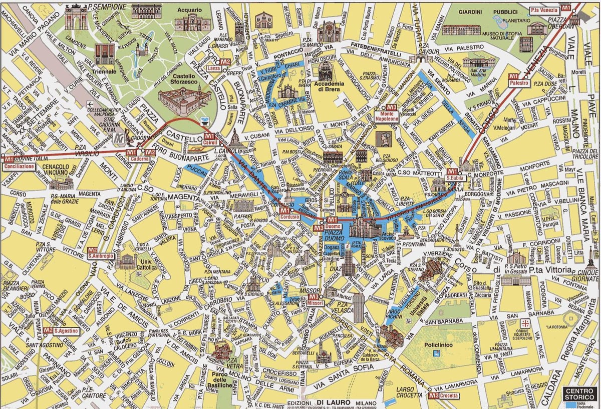 milano city karta med sevärdheter