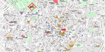 Karta över centrala milano, italien