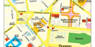 Karta över milano shoppinggatan