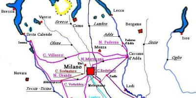Karta över stadsdelen navigli i milano