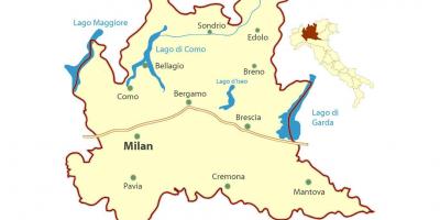 Karta över milano, lombardiet