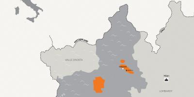 Karta över milano och omgivande städer